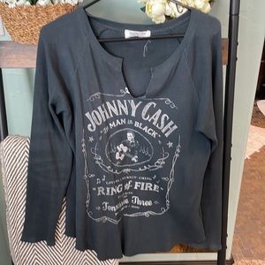 Johnny Cash waffle weave long sleeve shirt